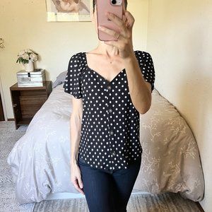 Monteau Polka Dot Short Sleeve Blouse | S